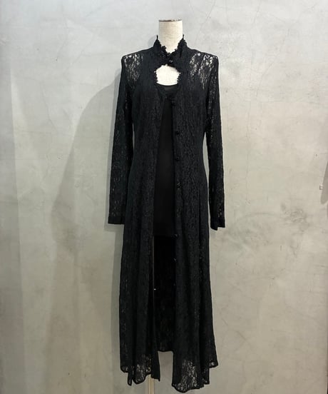 peek-a-boo Collar Lace Shirt Dress BK