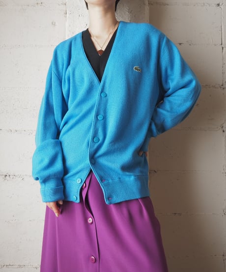 1980's LACOSTE Made in Spain V Neck Cardigan BL
