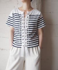 Remake Lace Up Short Sleeve Basque Shirt DNV WH