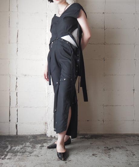 Multi Way Design Many Button Jumpsuit BK