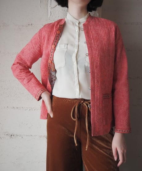 Flower Print Reversible Quilted Jacket BL PI