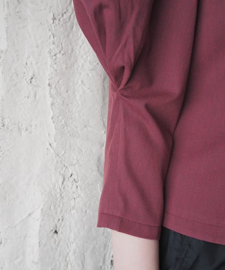 Gigot Sleeve Collarless Blouse BUR