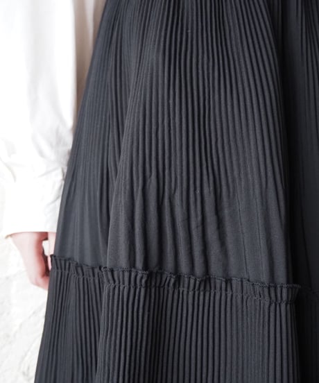 Tiered Pleats Easy Skirt BK