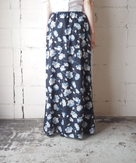 Made in USA Floral Print Long Skirt NVIV