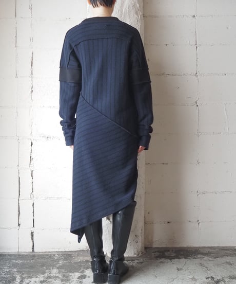 MM6 Maison Margiela Asymmetric Design Rib Cutsewn Dress NVBK