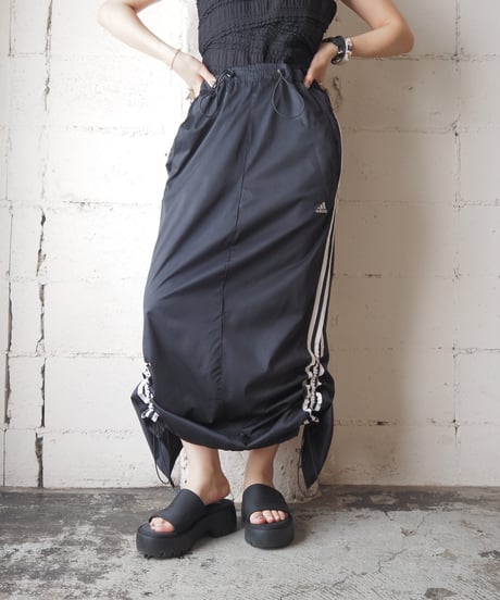 Remake adidas Drawstring Track Skirt BK WH