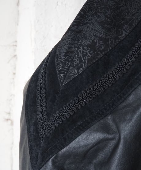 PELLE STUDIO Paisley Print Leather Long Coat BK