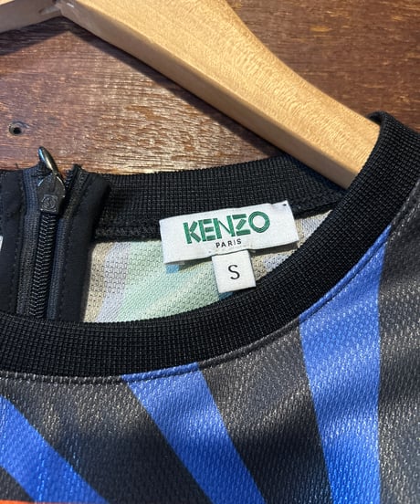 KENZO Mesh Frill Design Sleeve Football Tee BK BL