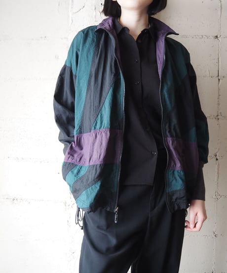 NIKE Color Block Nylon Jacket BKGNPUR