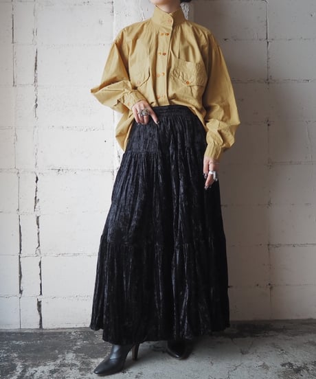 Made in USA Crushed Velvet Tiered Skirt BK