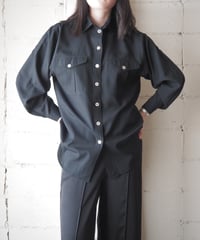 Silk Wool Blend Long Sleeve Shirt BK