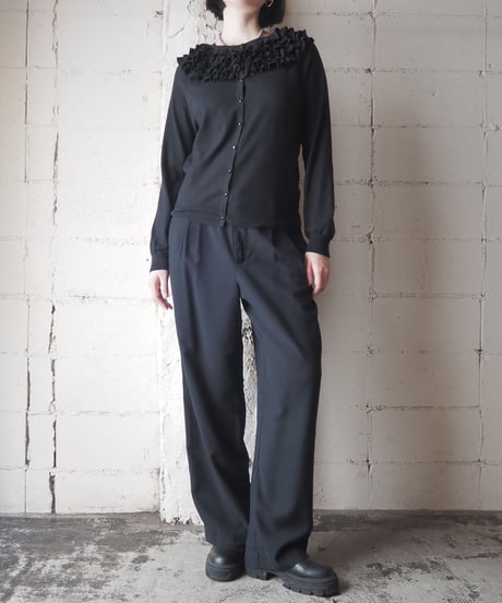 LAUREN RALPH LAUREN Frill Design Knit Cardigan BK