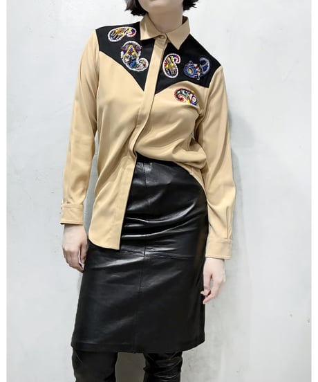 MSGM Beads Embroidery Western Shirt BEBK