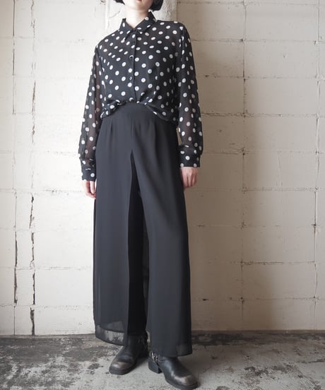 Made in USA Sheer Dot Shirt BK WH
