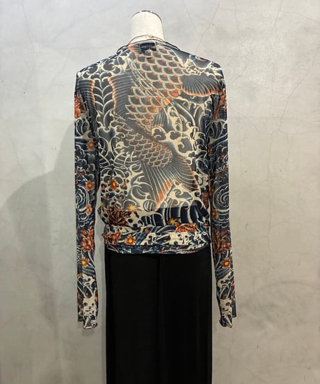 Jean Paul Gaulteir Tatto Print Power Net Wrap Tops NV