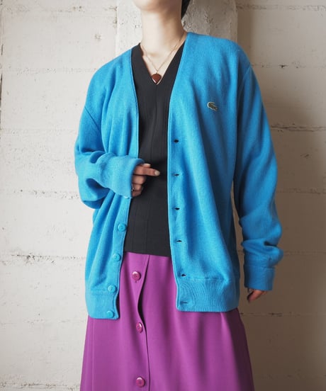 1980's LACOSTE Made in Spain V Neck Cardigan BL
