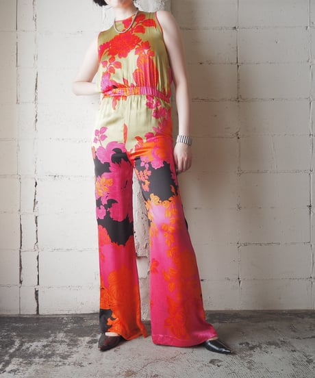Botanical Print Sleeveless Jumpsuit YE OR BK PI