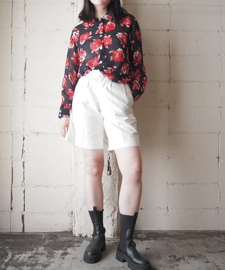 Rose Print Sheer Shirt BKRE