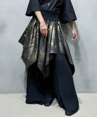 Metallic Marble Wrap Skirt GD BK
