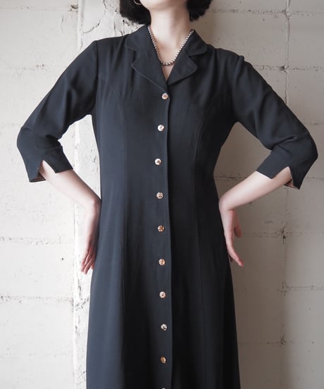 Open Collar Button Front Dress with Leopard Lining BK
