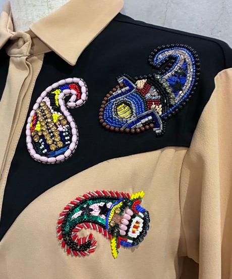 MSGM Beads Embroidery Western Shirt BEBK