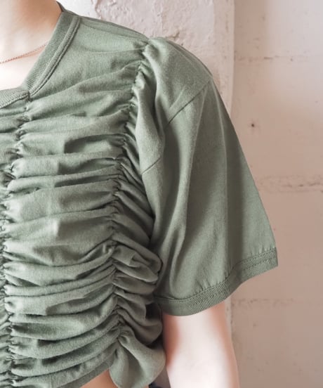 REMAKE Dead Stock Italy Military Tee Shirring Short Top KA