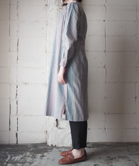 1970's marimekko Stripe Shirt Dress GR BK RE