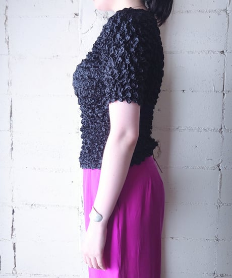 Satin Popcorn Top BK