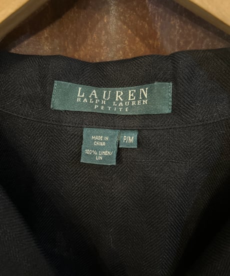 LAUREN RALPH LAUREN Open Collar Linen Shirt BK