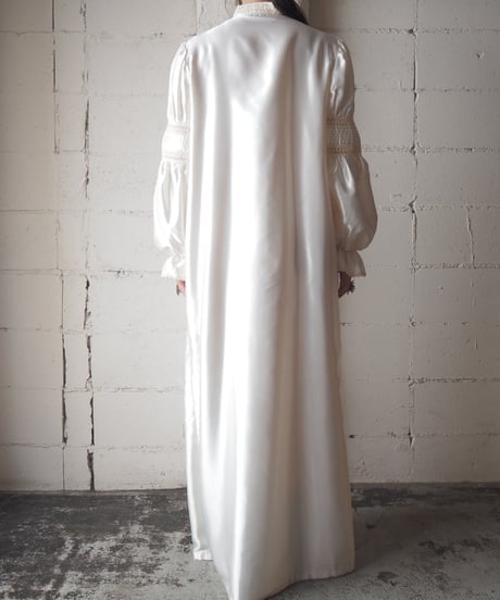 Lise Stevens V-Yoke Pintuck×Lace Satin Dress IV