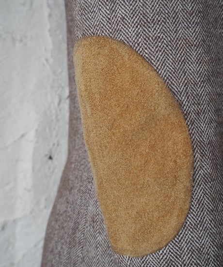 Herring Bone Tweed×Leather Tailored Jacket BR