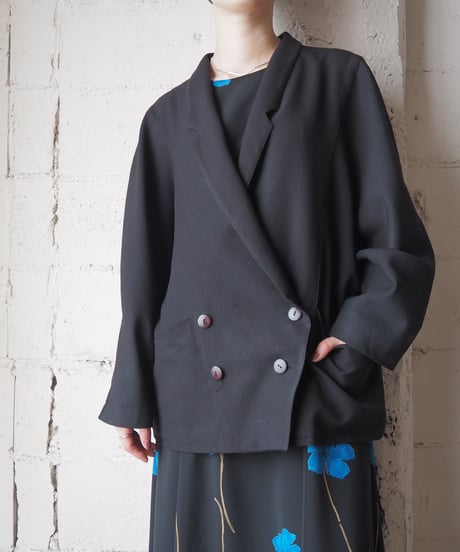 Double Breasted Dolman Sleeve Jacket BK