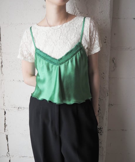 Made in Italy Satin Fringe Camisole GN