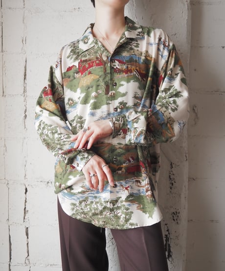 Liz Wear Village Print Rayon Shirt IVKARE