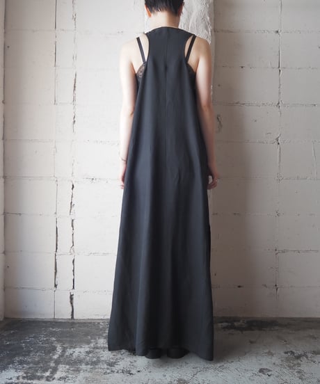 Front Button Racer Back Sleeveless Linen Dress BK