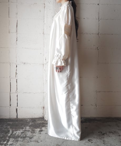 Lise Stevens V-Yoke Pintuck×Lace Satin Dress IV