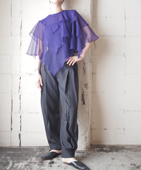 Sheer Tiered Cape Blouse PUR