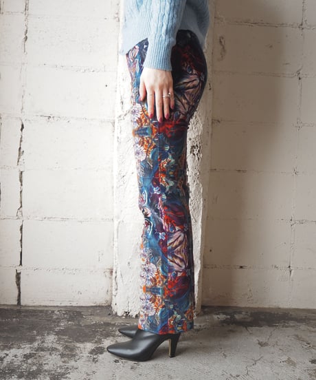 KENZO JEANS Flower Print Pants BL PUR RE