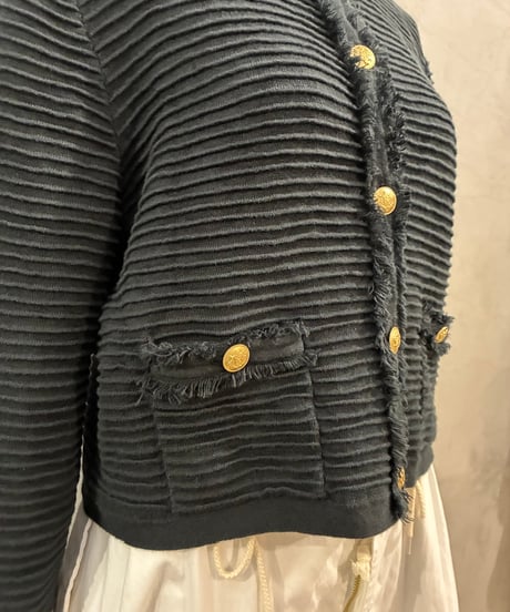 J.CREW Fringe Trim Collarless Jacket BK