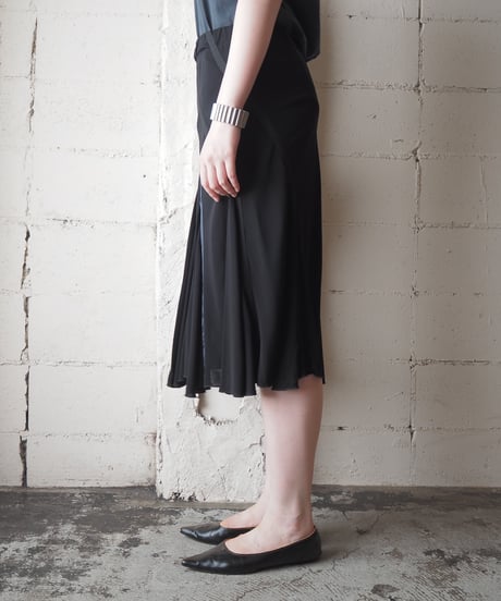 Satin Ribbon Line Gasset Mermaid Skirt BK
