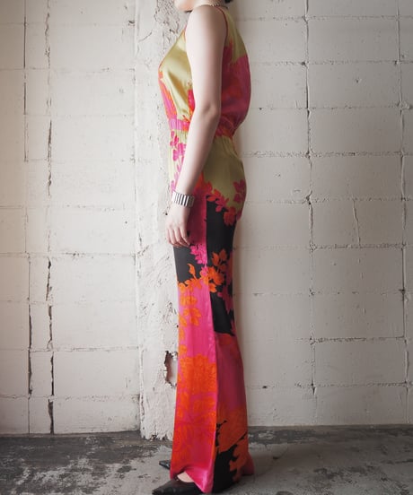 Botanical Print Sleeveless Jumpsuit YE OR BK PI