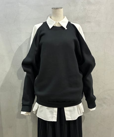 REMAKE Cutout Shoulder Sweat BK