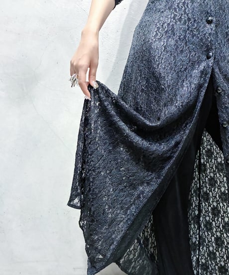 peek-a-boo Collar Lace Shirt Dress BK