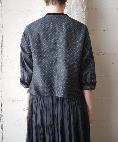 1930-40's Euro Patterned Collarless Jacket BKWH