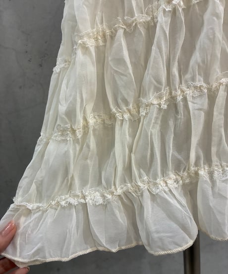 Shirring Sheer Easy Long Skirt IV