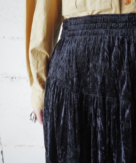 Made in USA Crushed Velvet Tiered Skirt BK