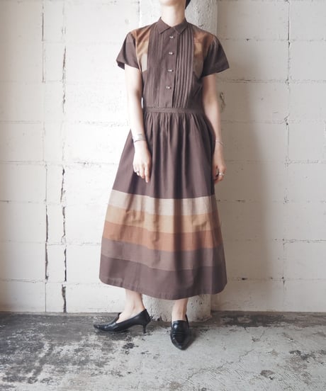 1960's USA Pleated Front Gradation Dress BR