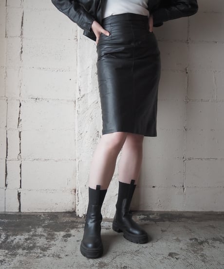 Leather Tight Skirt BK