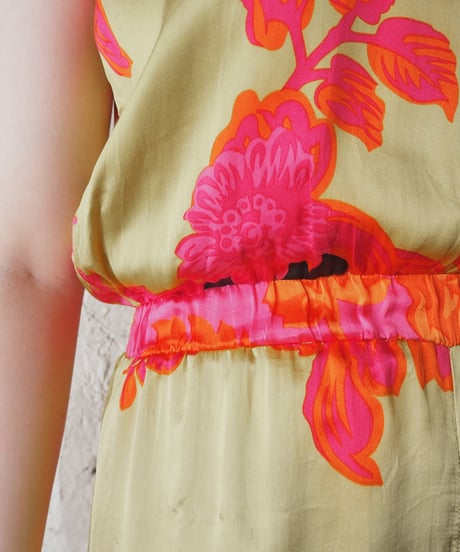Botanical Print Sleeveless Jumpsuit YE OR BK PI