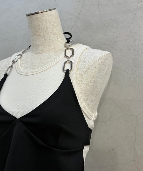Metal Ring Halter Neck Top BK SV